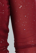Burgundy One Shoulder Glitter Top