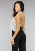 Zilveren Halter Glitter Chain Top met Open Rug