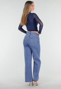 Blauwe Mesh Wrap Top met Striksluiting