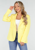Gele Blazer met Ceintuur en Bloemdetail in Taille