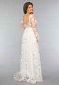 Lange Witte Bridal Jurk met Bloemen