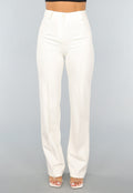 Rechte Aansluitende Offwhite Pantalon met Stretch