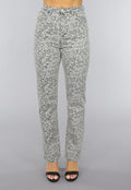 Grijze Straight Leg Hartjes Jeans met Hoge Taille