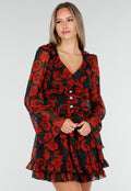Mini Jurk met Lange Mouwen en Bloemenprint