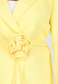 Gele Blazer met Ceintuur en Bloemdetail in Taille