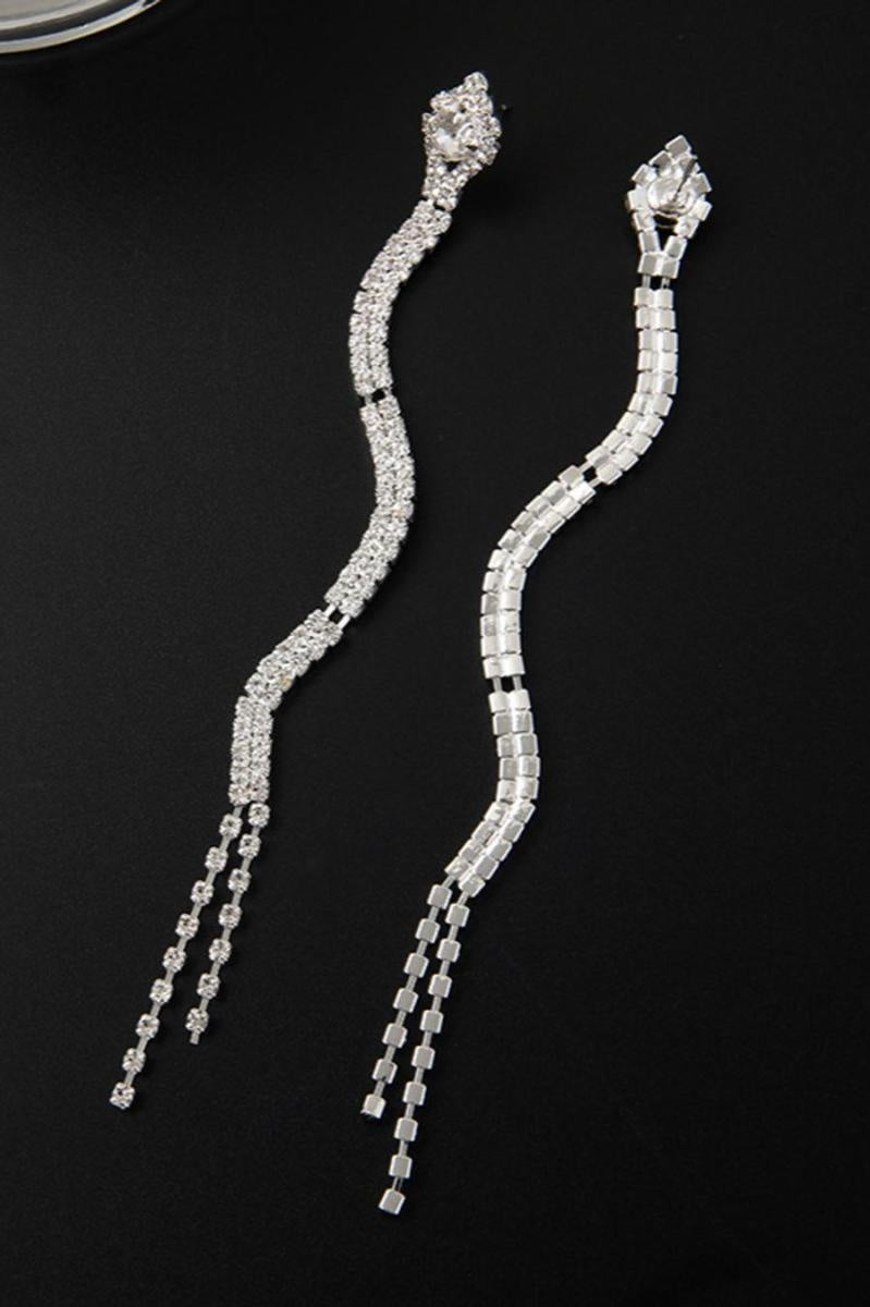 Zilveren Strass Oorbellen met Slangen Model