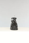 Zwarte Lederlook Sandalen met Grove Zool