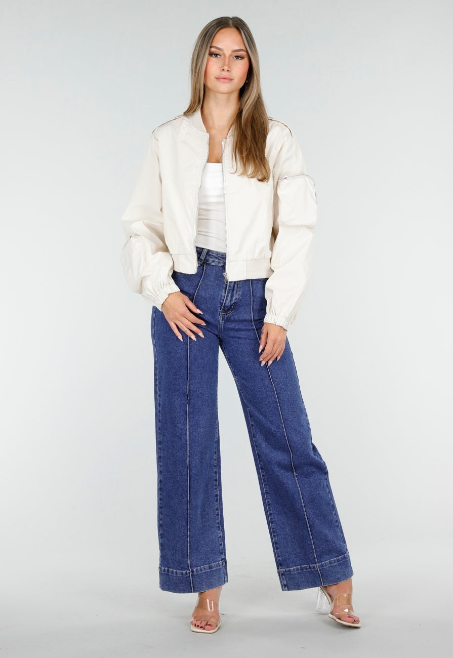 Blauwe Jeans met Stretch en Rechte Pijpen