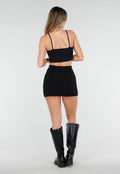 Zwarte Basic Stretch Crop Top met Pads