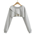 Grijze Cropped Trui met Overslag Look