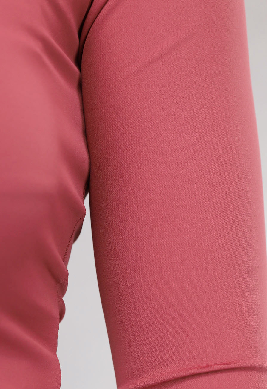 Oudroze Longsleeve Top met Vierkante Hals