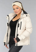 Korte Beige Winterjas met Duimgaten