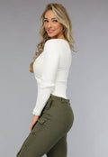 Longsleeve Rib Top in Gebroken Wit