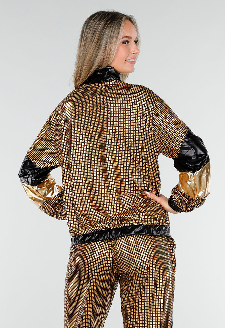 Goud Zwart Gabber Pak met Retro Glans en Sportieve Stretch