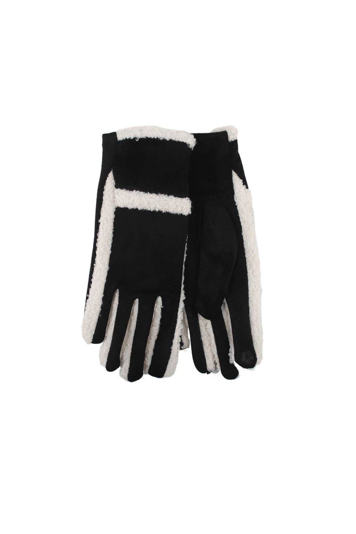 Warme Suède Handschoenen met Zachte Teddy Voering en Contrasterende Afwerking