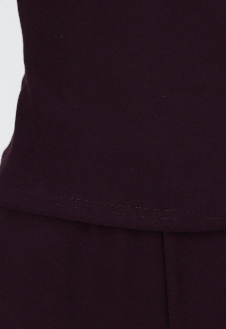 Aubergine Zachte Stretch Top met Lange Mouwen