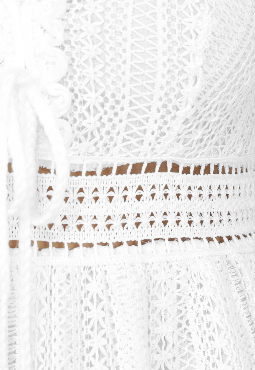 Witte Gehaakte Jurk in Boho Stijl