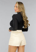 Zwarte Longsleeve Geplooide Top met Glitters