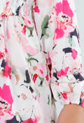 Witte Bloemen Playsuit met Lange Pofmouwen