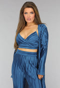 Petrol Plissé 3 Piece met Lang Vest