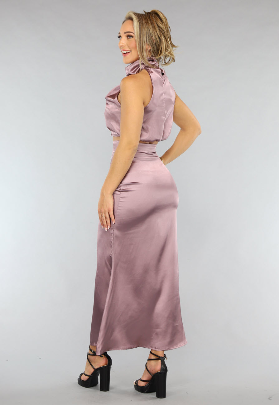 Satijnen Blush Roze Two Piece