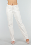Beige Stretch Denim Jeans met Mid Waist en Rechte Pijpen