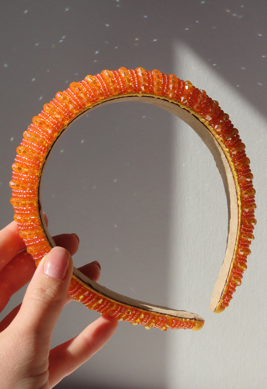 Oranje Haarband met Kraaltjes