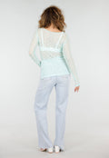 Mintgroene Kanten Top met Lange Mouwen en Stretch