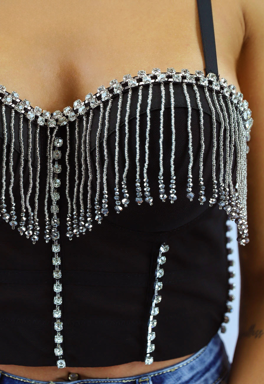Zwarte Push Up Glamour Bustier