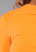 Oranje Longsleeve Top met Geplooid Effect