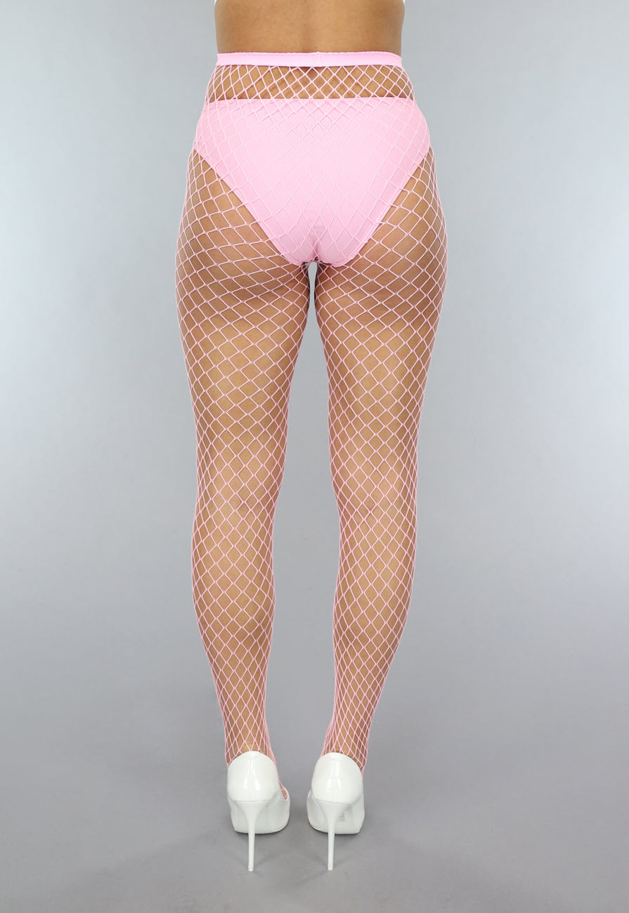 Lichtroze Net Panty met Groot Patroon