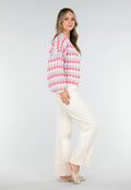 Gebreid Vest met Roze en Blauwe Ruitprint