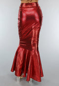 Metallic Zeemeermin Rok in Rood met Schubbenpatroon