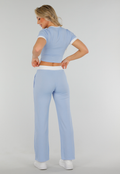 Lichtblauwe Two Piece Set met Lange Broek en Korte Top met Colorblockingdetails