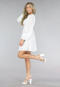 Witte Skaterjurk met Leaf Print
