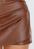 Lederlook Skort Bruin