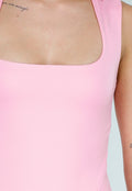 Roze Body met Vierkante Hals en Stretch
