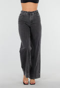 Redial Jeans  Grijze Wide Leg Jeans met Stretch en Verticale Naden