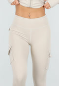 Beige Sportset met Cargolegging en Rits Top Dames