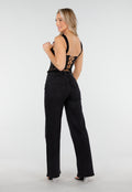 Zwarte Kanten Corset Top met Beugel en Padded Cups