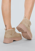 Beige Gevoerde Warme Boots met Teddy Binnenkant