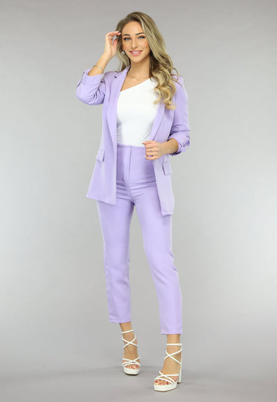 Classy Lila Tweedelige Blazer Set