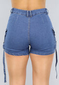 Donkerblauwe Denim Short met Zakken
