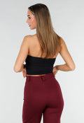 Zwarte Bandeau Crop Top met Pads