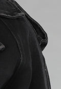 Cropped Zwarte Denim Jas met Gespdetails