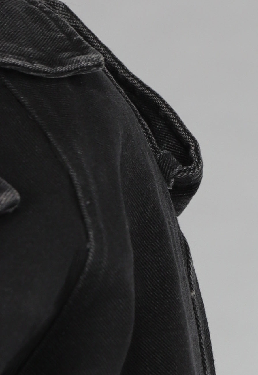 Cropped Zwarte Denim Jas met Gespdetails