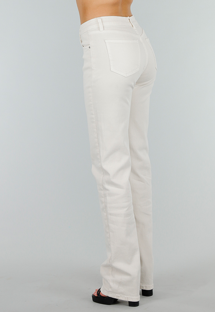 Offwhite Jeansbroek in Tall Fit met Stretch,  Straight Leg en Mid Waist