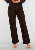 Bruine  Stretch Jeans met Rechte Pijpen