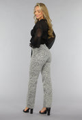 Grijze Straight Leg Hartjes Jeans met Hoge Taille