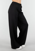 Zwarte Wide Leg Joggingbroek met Elastische Taille en Stretch